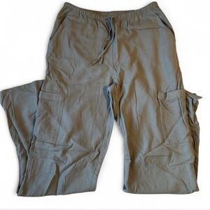 Army Green Linen Pants with Pockets